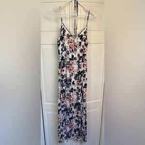 Motherhood Maternity Maxi Dress White with Floral Medium